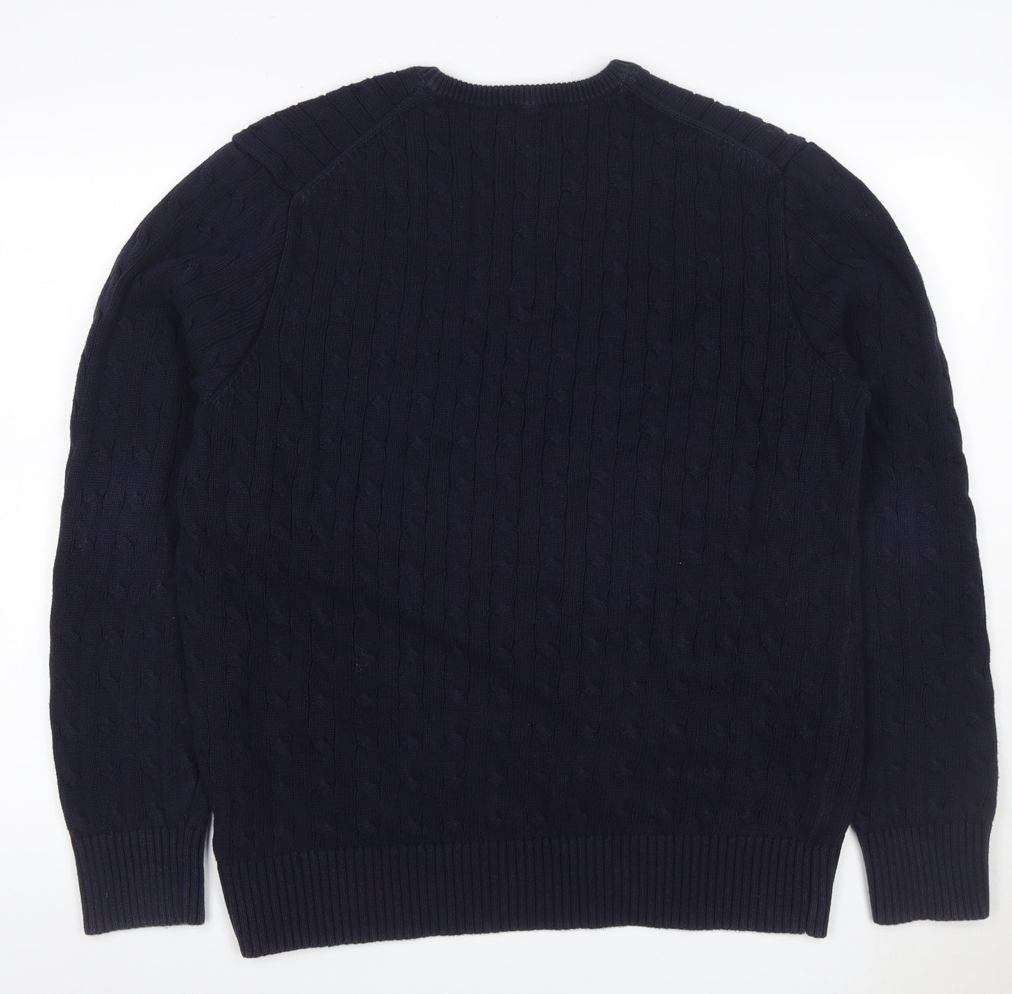 Gap Men's Blue XL Cable-Knit Cotton Crew Neck Pullover Jumper
