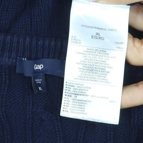 Gap Men's Blue XL Cable-Knit Cotton Crew Neck Pullover Jumper