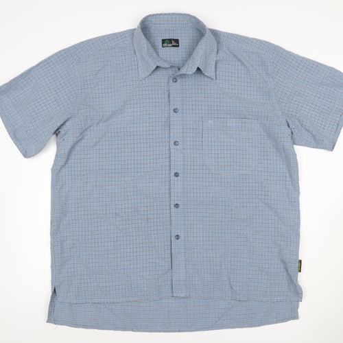 Crag Hoppers Men Blue Check Short Sleeve Button-Up Shirt L 42in Outdoor