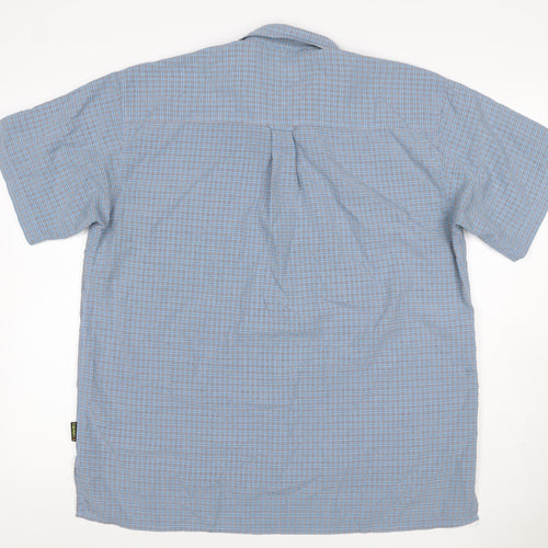 Crag Hoppers Men Blue Check Short Sleeve Button-Up Shirt L 42in Outdoor