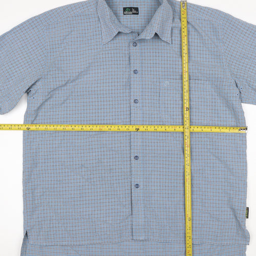 Crag Hoppers Men Blue Check Short Sleeve Button-Up Shirt L 42in Outdoor