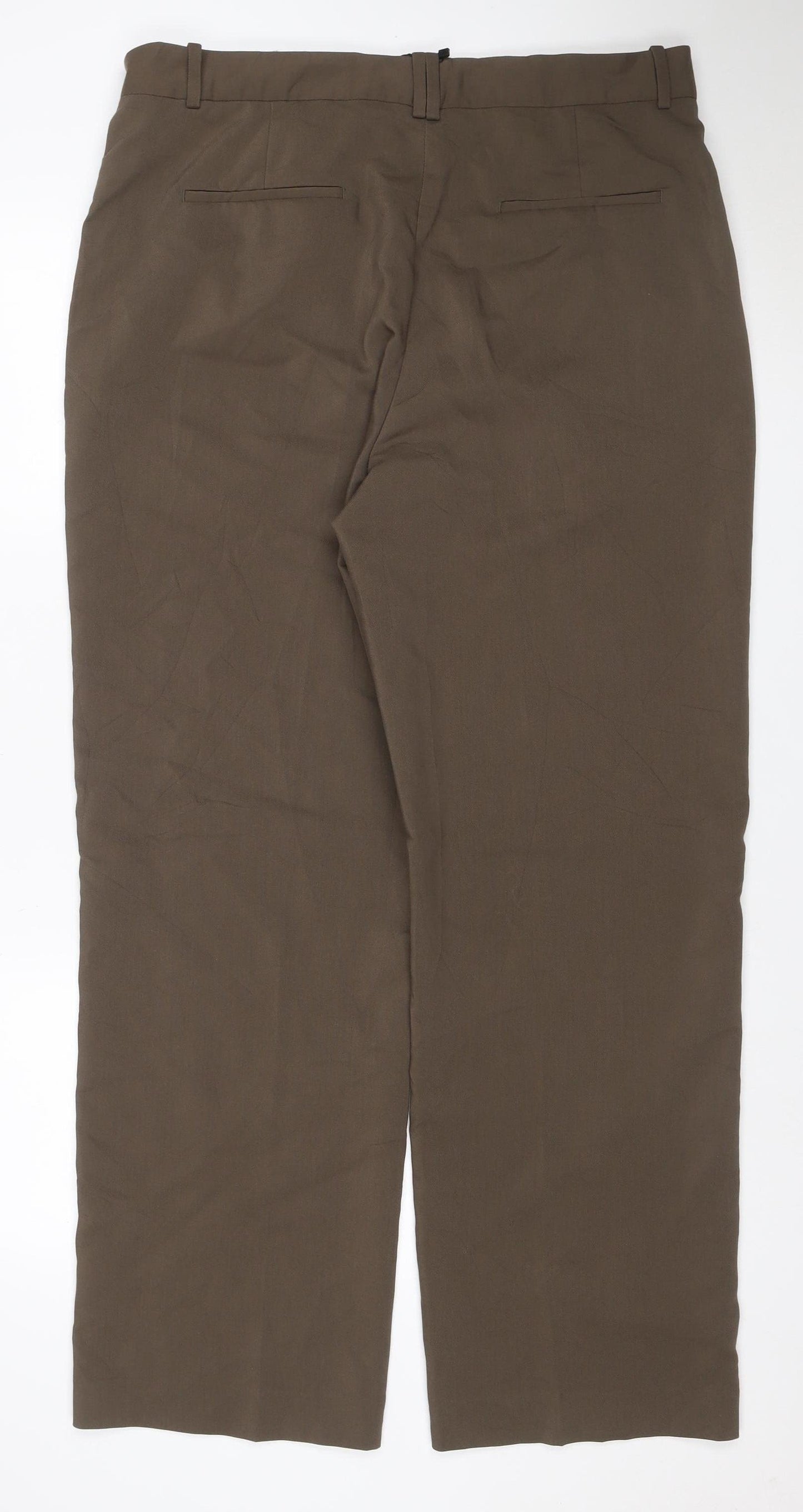 Zara Men Brown 2XL Straight Leg Adjustable Waist Dress Trousers