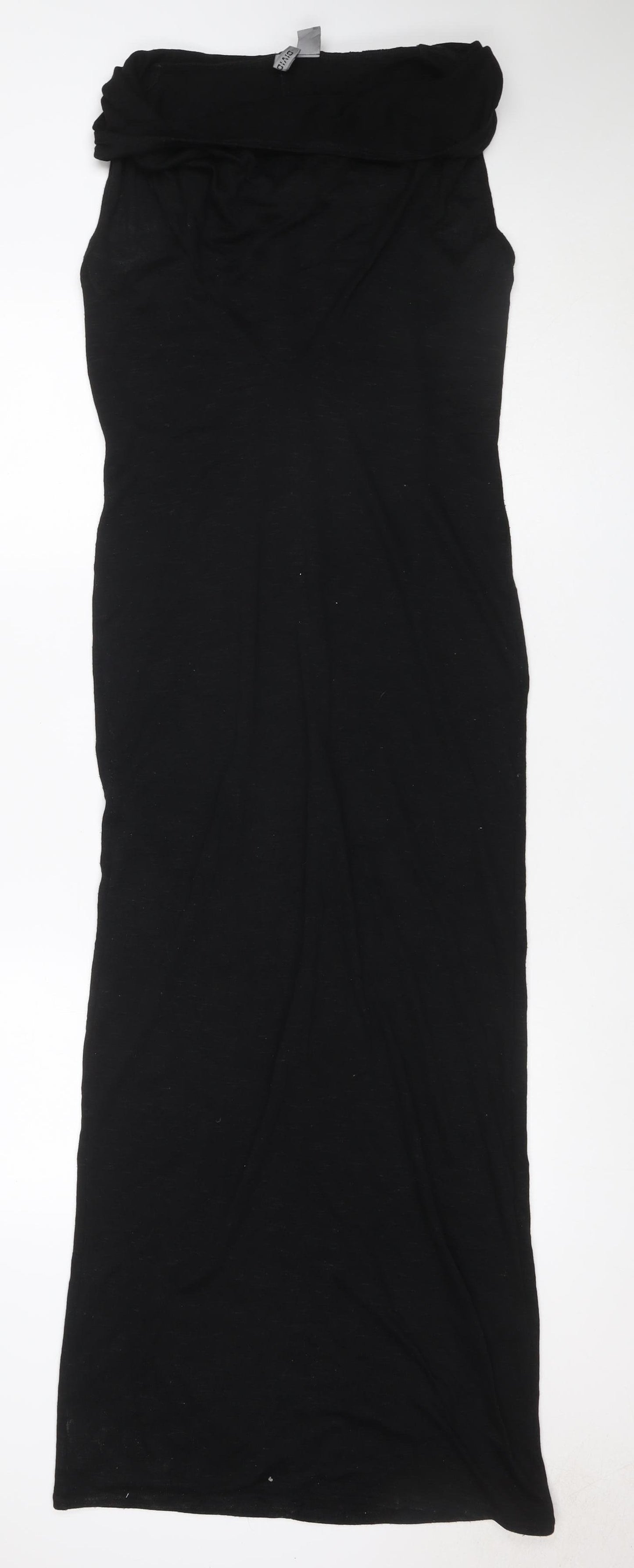 Mango Women Black S Long Bodycon Strapless Ruched Maxi Dress
