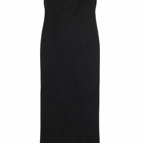 Mango Women Black S Long Bodycon Strapless Ruched Maxi Dress