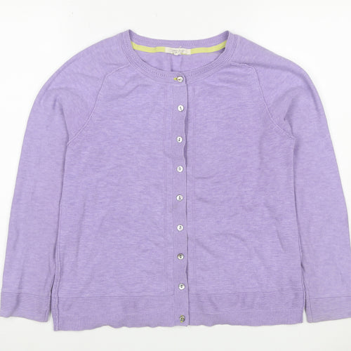 White Stuff Women Purple Bamboo Cardigan UK 12 Round Neck Long Sleeve