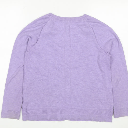 White Stuff Women Purple Bamboo Cardigan UK 12 Round Neck Long Sleeve