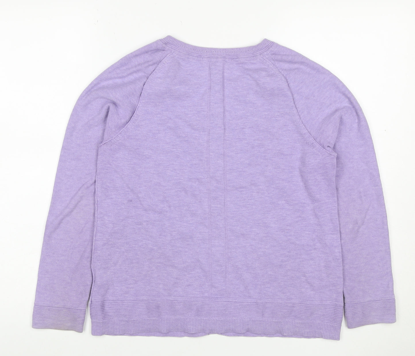 White Stuff Women Purple Bamboo Cardigan UK 12 Round Neck Long Sleeve