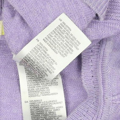 White Stuff Women Purple Bamboo Cardigan UK 12 Round Neck Long Sleeve