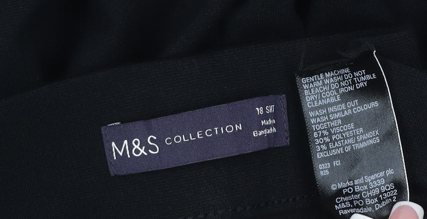 Marks and Spencer Unisex Black 38 Short Stretch Dress Trousers