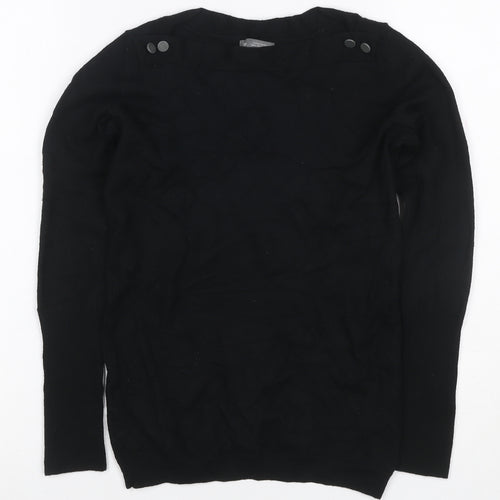 Gap Women’s Black S Italian Merino Wool Crew Neck Button Pullover Jumper