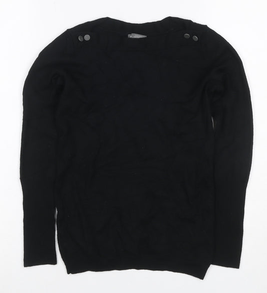 Gap Women’s Black S Italian Merino Wool Crew Neck Button Pullover Jumper
