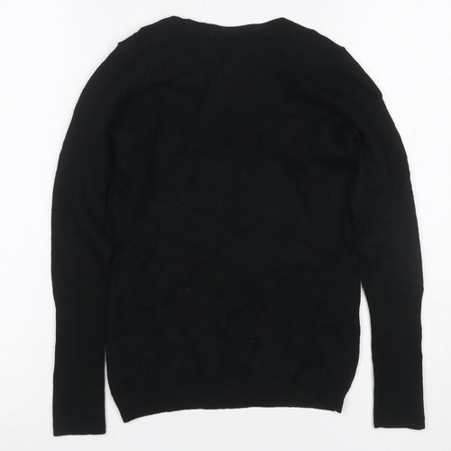 Gap Women’s Black S Italian Merino Wool Crew Neck Button Pullover Jumper