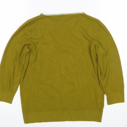 Per Una Women Green Size 14 V-Neck Long Sleeve Fine Knit Jumper