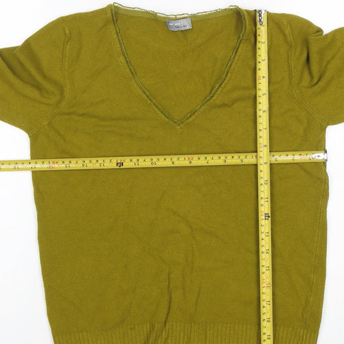 Per Una Women Green Size 14 V-Neck Long Sleeve Fine Knit Jumper