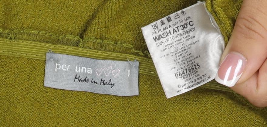 Per Una Women Green Size 14 V-Neck Long Sleeve Fine Knit Jumper