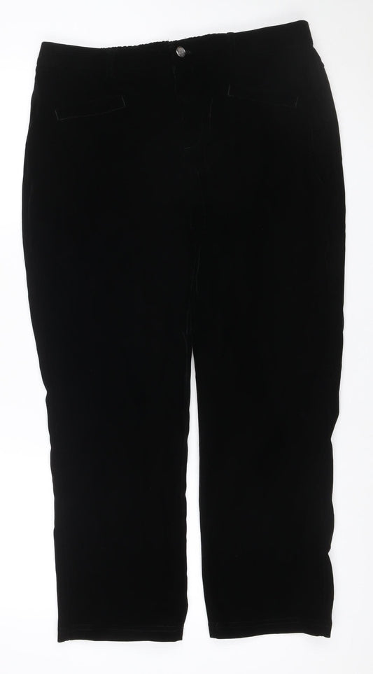 Anthology Women’s Black UK 16 Velour Bootcut Trousers Pockets