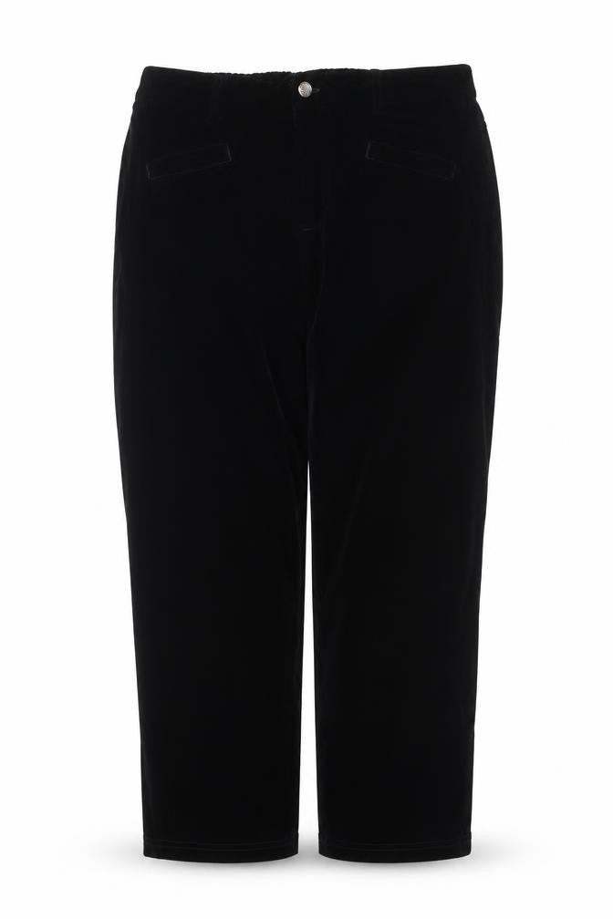 Front view of Anthology Women’s Black UK 16 Velour Bootcut Trousers Pockets