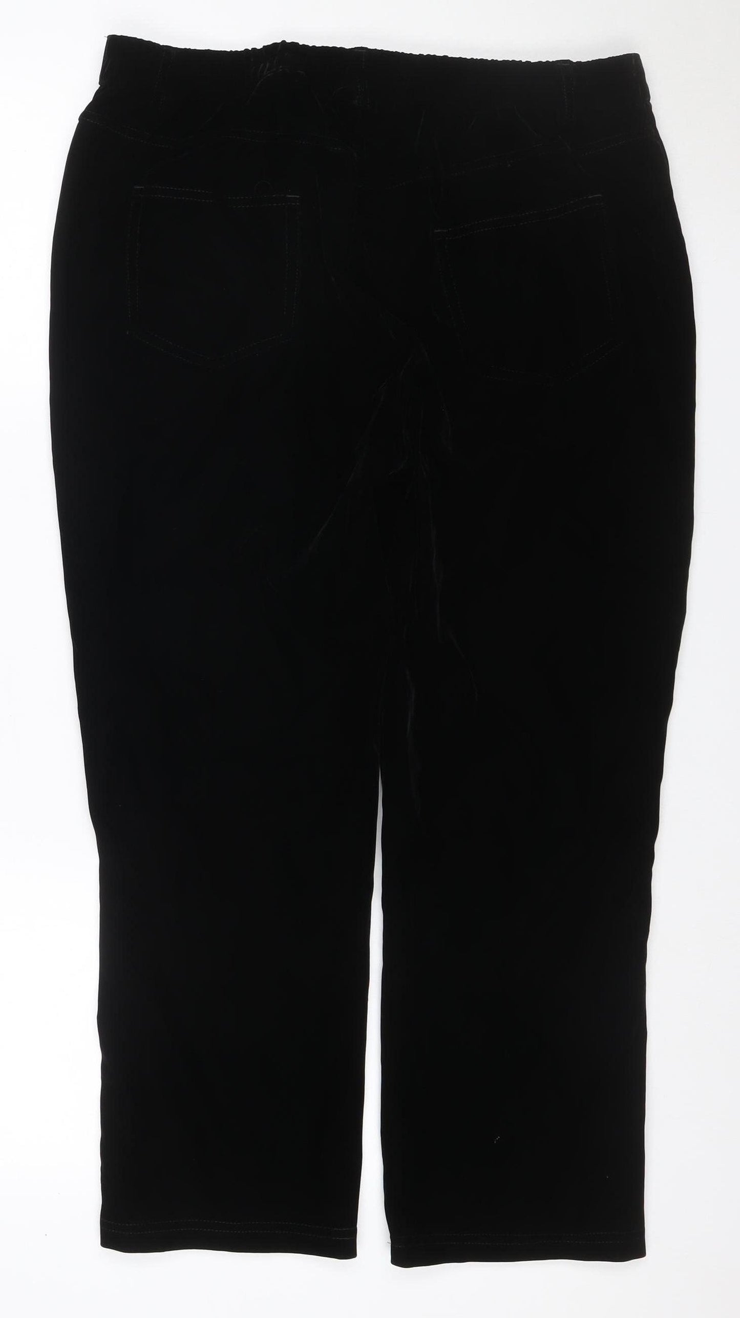 Anthology Women’s Black UK 16 Velour Bootcut Trousers Pockets
