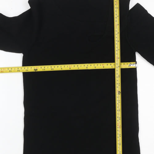 Phase Eight Women Black Size 8 One Shoulder Rib Knit Long Sleeve Top