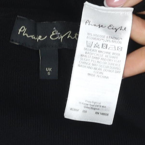 Phase Eight Women Black Size 8 One Shoulder Rib Knit Long Sleeve Top
