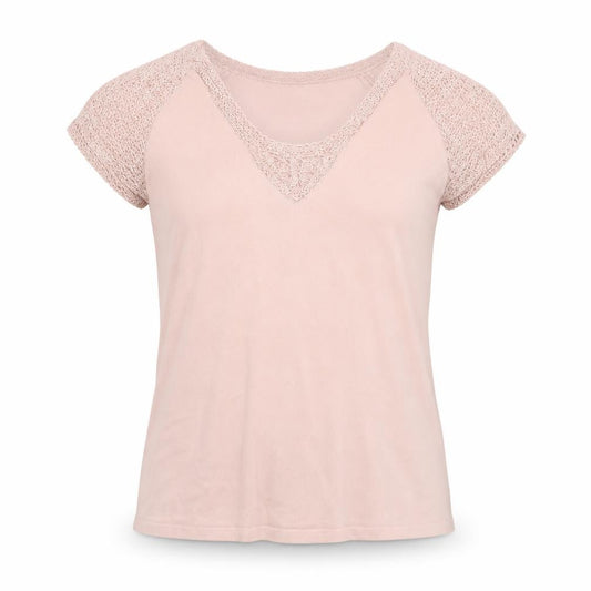 J Taylor Women’s Pink Size 14 V-Neck Crochet Cap Sleeve Knit Blouse