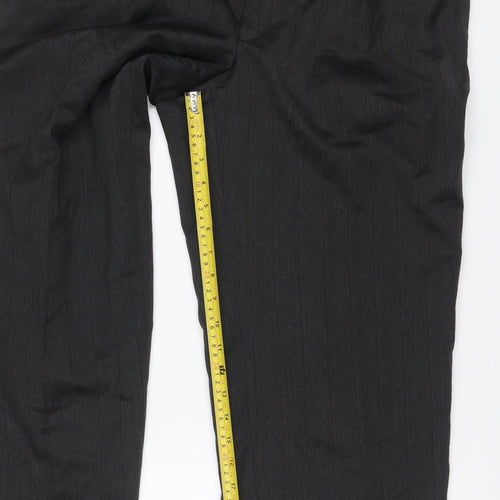 Marks and Spencer Men's Black 32in Wool Blend Dress Trousers Straight