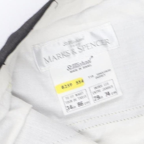 Marks and Spencer Men's Black 32in Wool Blend Dress Trousers Straight