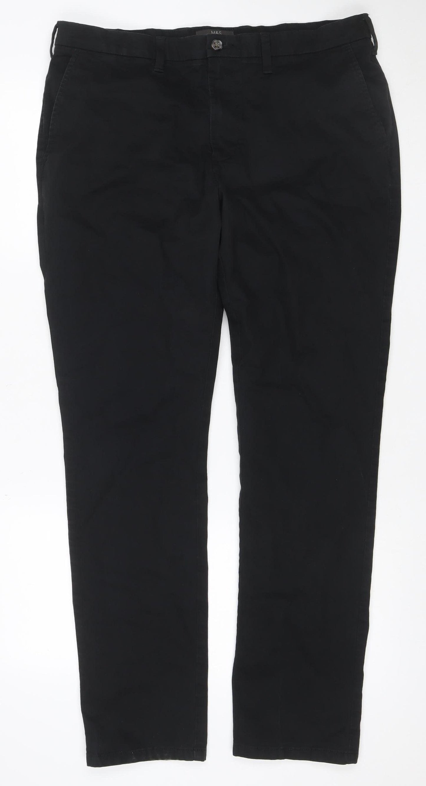 Marks and Spencer Men’s Black Slim Chino Trousers Size 36/33