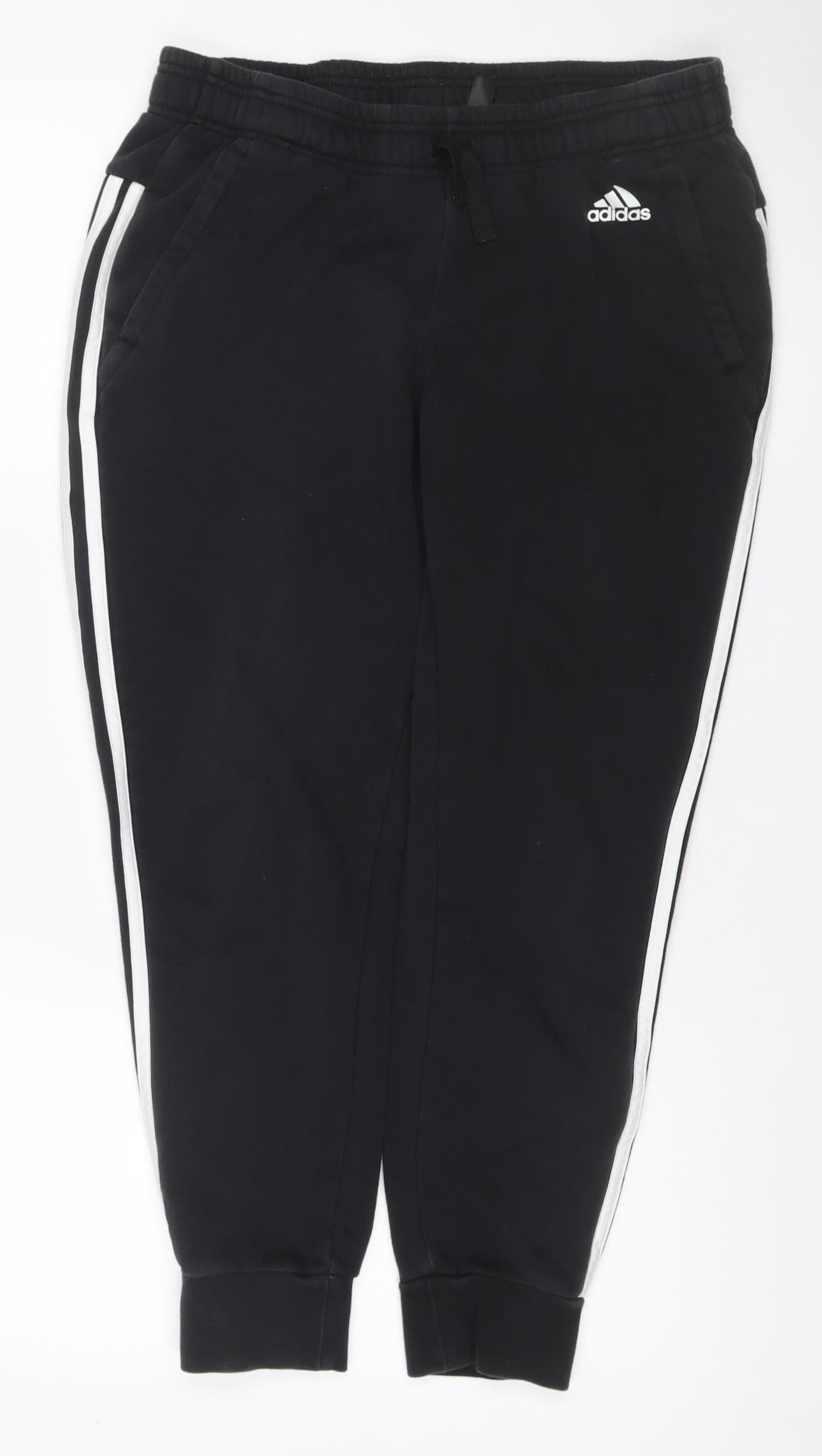 Adidas Women’s Black UK 12-14 M Jogger Track Pants Striped Fleece