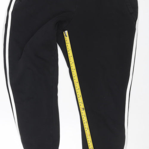 Adidas Women’s Black UK 12-14 M Jogger Track Pants Striped Fleece