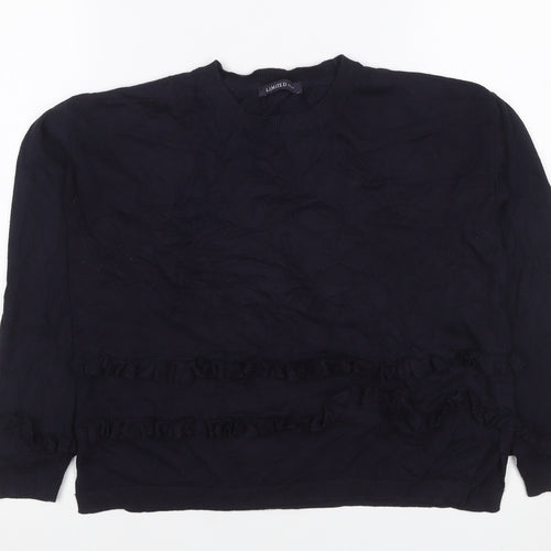 M&S Limited Women’s Navy Blue UK 8 Ruffle Crew Neck Knit Jumper