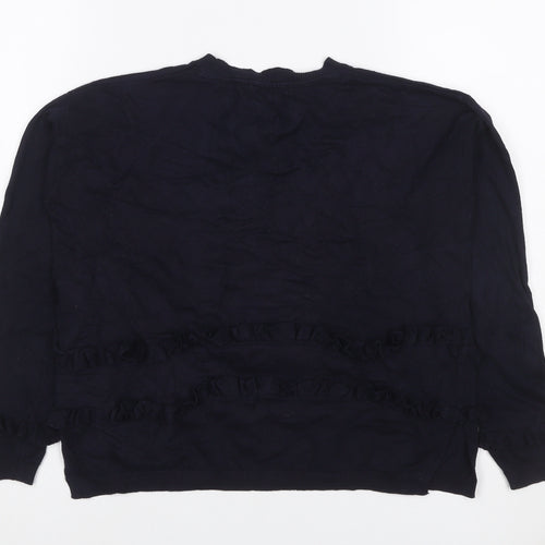 M&S Limited Women’s Navy Blue UK 8 Ruffle Crew Neck Knit Jumper