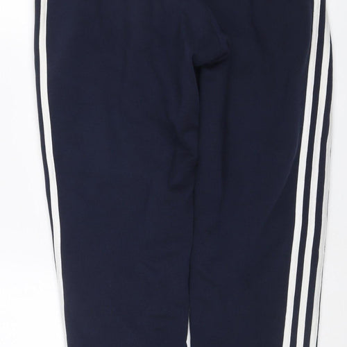 adidas Men’s Blue L 3 Stripe Drawstring Track Pants Joggers