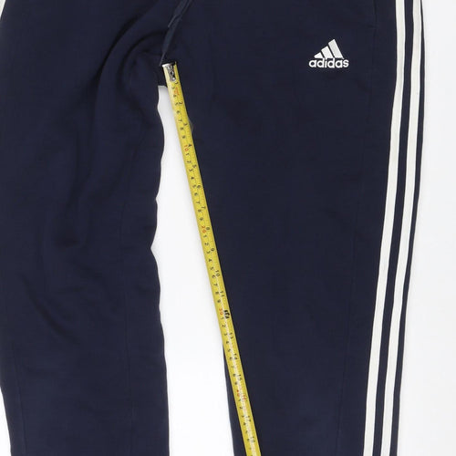 adidas Men’s Blue L 3 Stripe Drawstring Track Pants Joggers