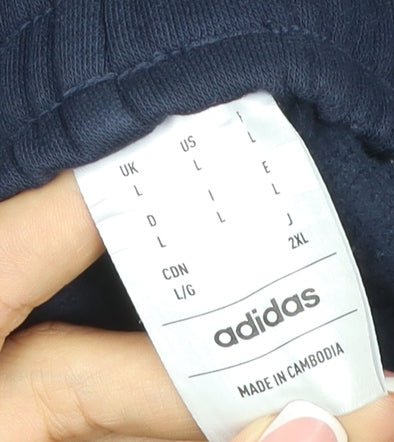 adidas Men’s Blue L 3 Stripe Drawstring Track Pants Joggers