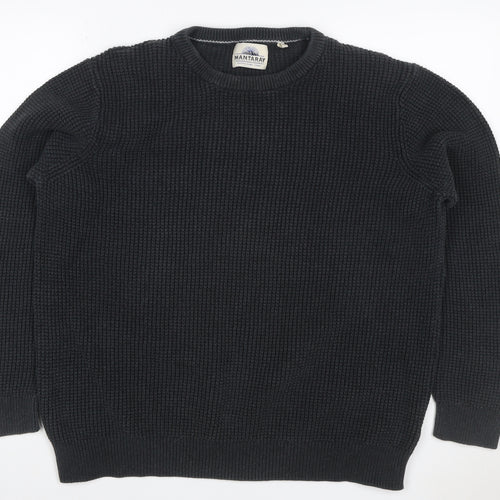 Mantaray Men’s Black XL Cotton Crew Neck Knit Pullover Jumper