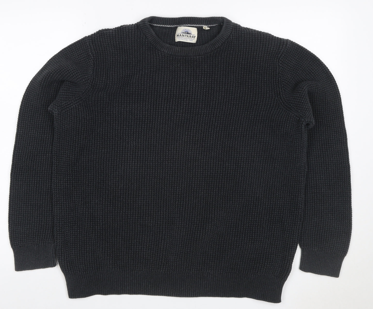 Mantaray Men’s Black XL Cotton Crew Neck Knit Pullover Jumper