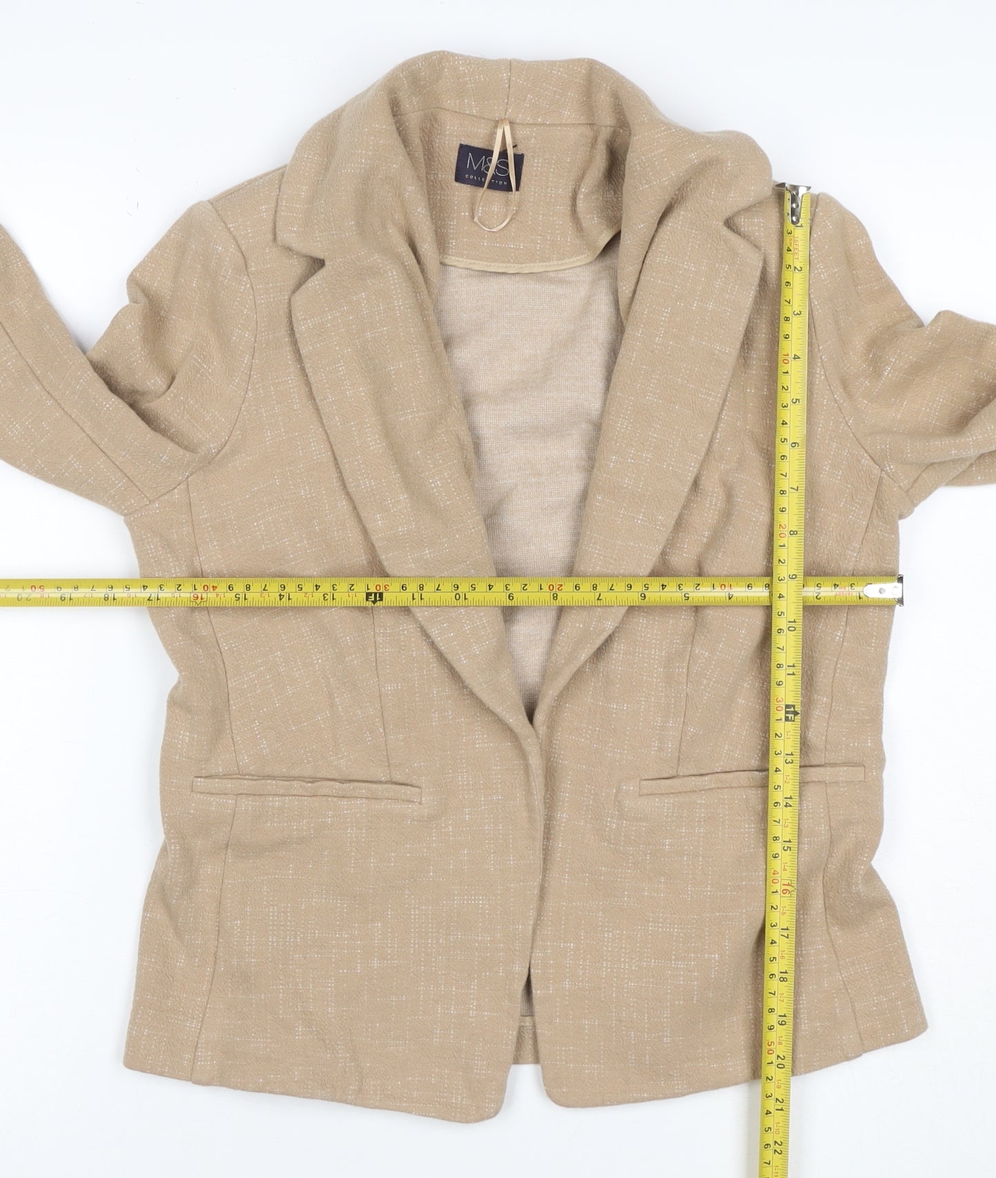 Marks and Spencer Women’s Beige UK 12 Stretch Cotton Blend Blazer