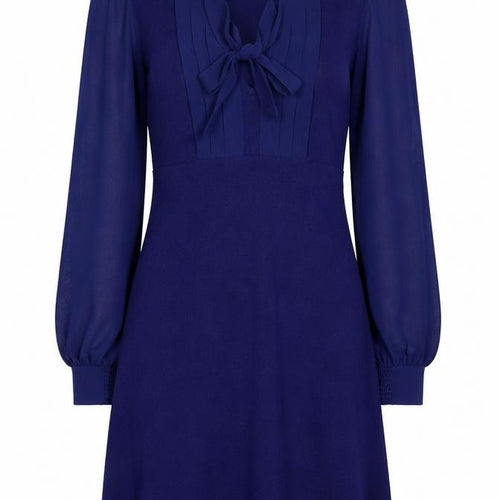 Oasis Women’s Blue XS Knit Jumper Dress Ruffle Bow V-Neck