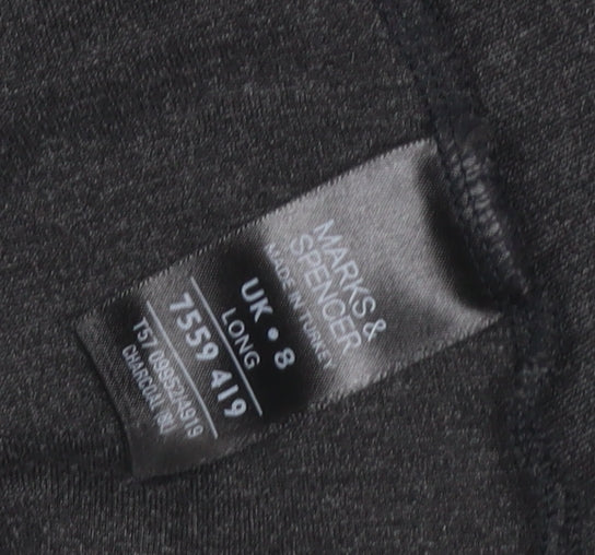Marks & Spencer Women's Black UK 8 Long Stretch Slim Trousers