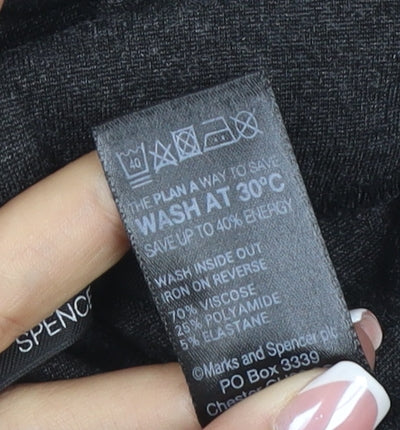Marks & Spencer Women's Black UK 8 Long Stretch Slim Trousers