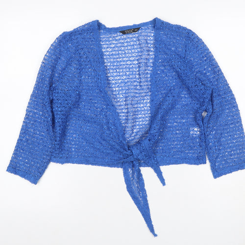 TIGI Women Blue UK 12 Crochet Wrap Tie Front Boho Blouse