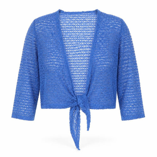 TIGI Women Blue UK 12 Crochet Wrap Tie Front Boho Blouse