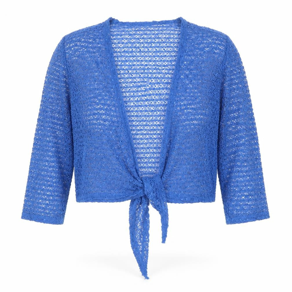 TIGI Women Blue UK 12 Crochet Wrap Tie Front Boho Blouse