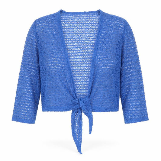 TIGI Women Blue UK 12 Crochet Wrap Tie Front Boho Blouse