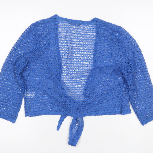 TIGI Women Blue UK 12 Crochet Wrap Tie Front Boho Blouse