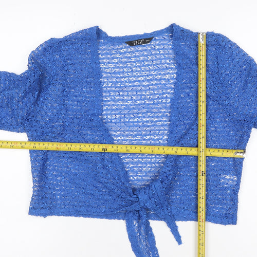 TIGI Women Blue UK 12 Crochet Wrap Tie Front Boho Blouse
