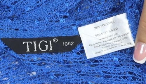 TIGI Women Blue UK 12 Crochet Wrap Tie Front Boho Blouse