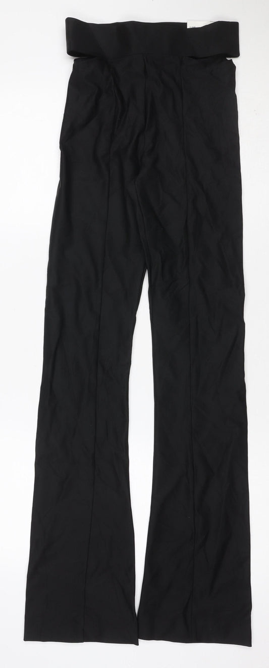 Zara Women Black XS Flared Stretch Trousers Smart Workwear