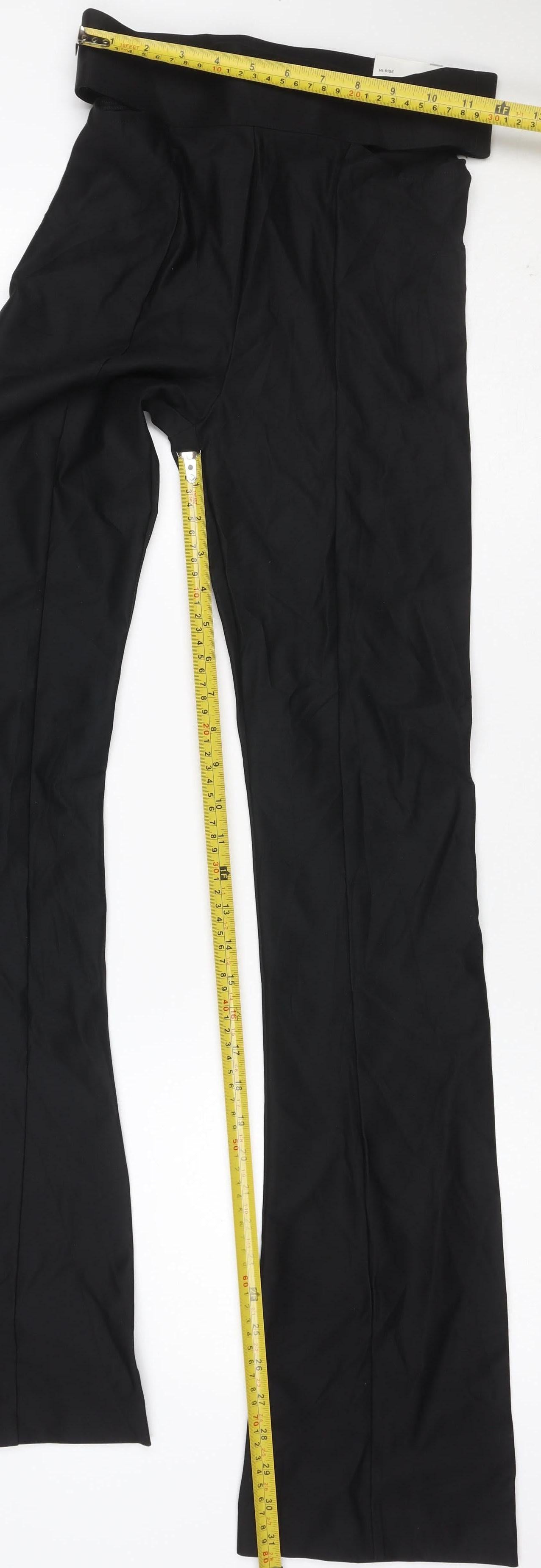 Zara Women Black XS Flared Stretch Trousers Smart Workwear
